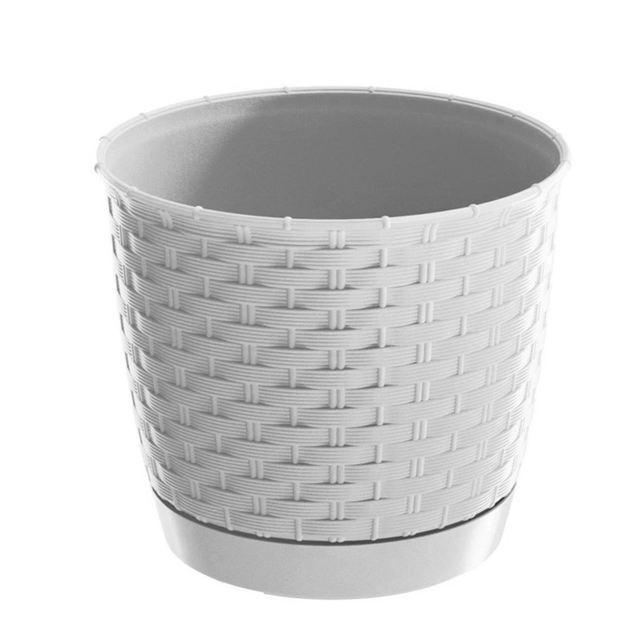 Ghiveci decorativ de flori, rotund 19x16.5 cm, alb, Ratolla