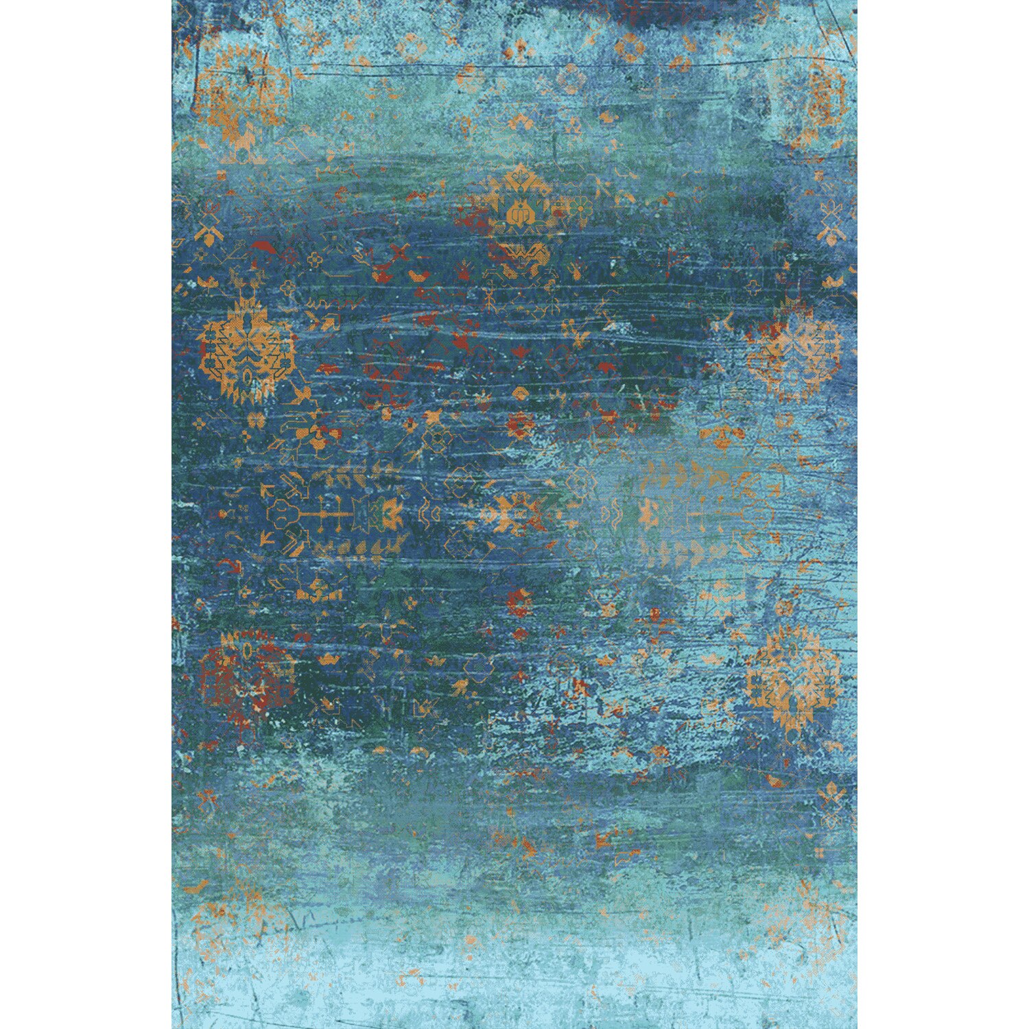 Covor Persan Mecanic EuCarpet 200135B1 Dimensiune 150x225 cm Design Vintage Albastru