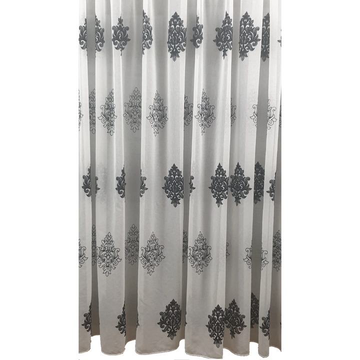 MASTEL Függöny elegáns hímzéssel, 700x245cm, elefántcsont / fekete