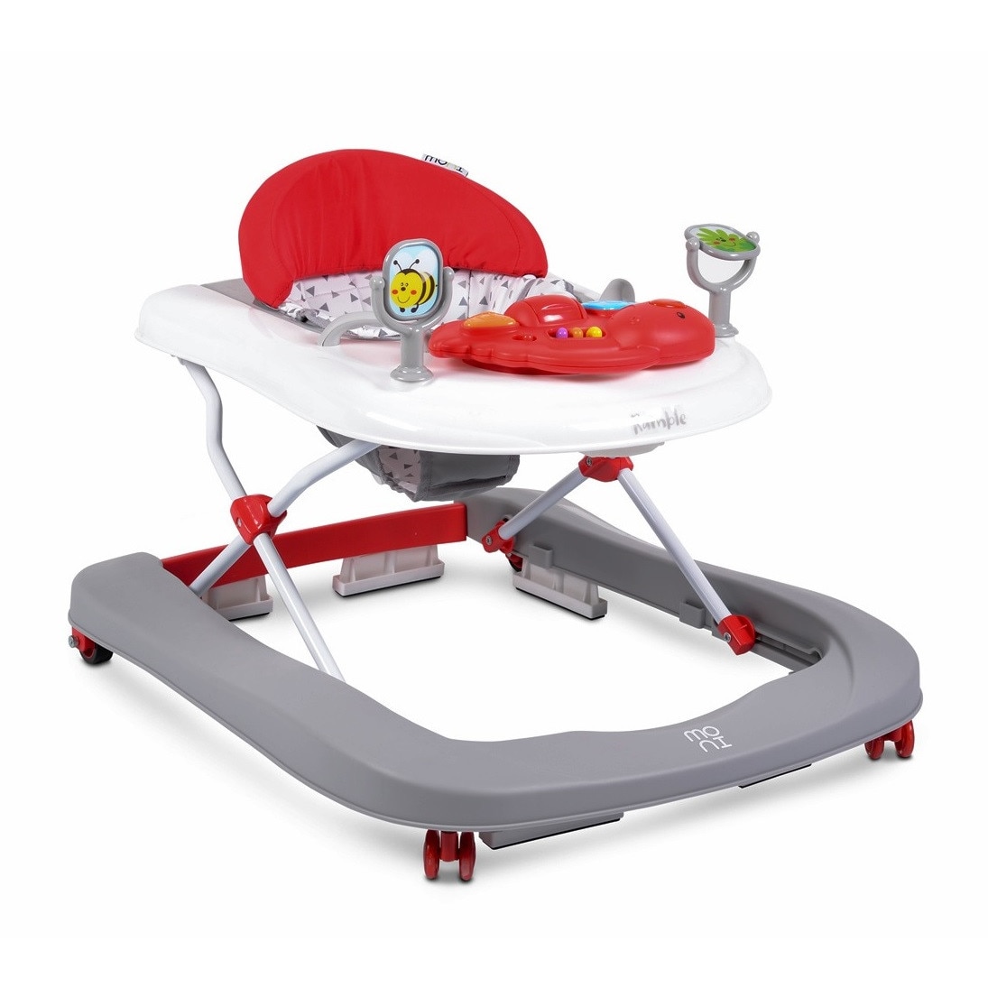 Premergator si antemergator 2 in 1 Moni Ramble cu roti de silicon, Rosu