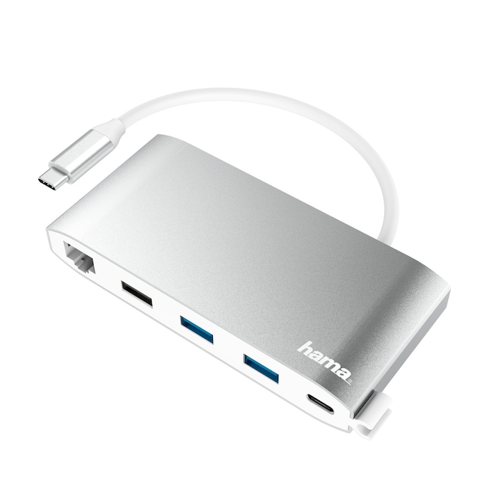Докинг станция Hama Multiport Adapter, 8 порта, 3 x USB-A, 2 x USB-C, VGA, HDMI, LAN