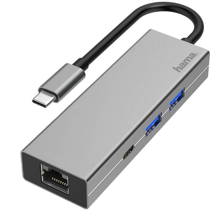 Докинг станция Hama Multiport, 4 Ports, LAN, USB Type-C