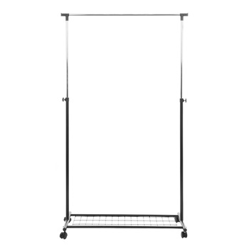 Stander haine cu bara umerase si polita IMK, metal cromat + negru, 83 x 40 x 102 / 165 cm Stander haine cu bara umerase si polita IMK, metal cromat + negru, 83 x 40 x 102 / 165 cm