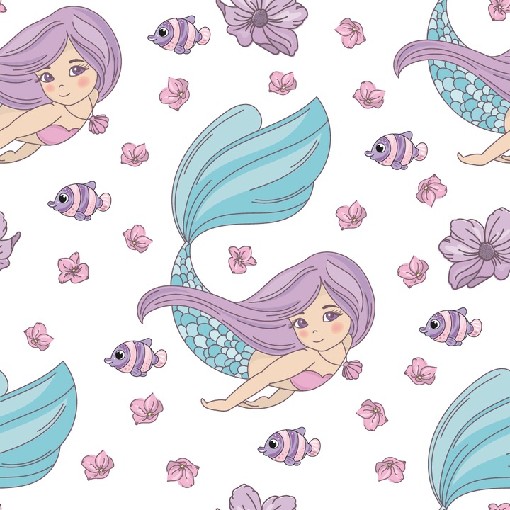 Autocolant Art Factory pentru mobilier, Micuta sirena violet, autoadeziv, latime 70 cm x lungime 70 cm
