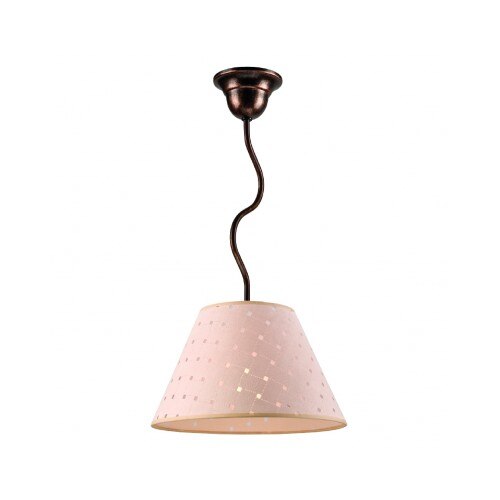 Lustra Fabrizio, 1 x 60 W, E27, metal, maro, abajur textil bej