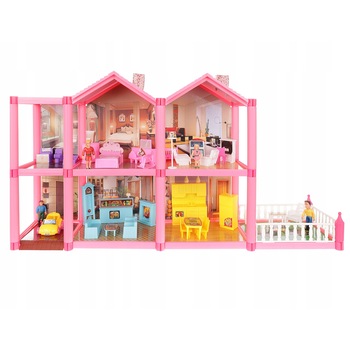 Casuta pentru Papusi, DIY KinderVibe VILLA, 2 Niveluri, 4 Camere, cu Garaj si Terasa, Masina Decapotabila, Include Mobilier si 4 Papusi, 36 cm Inaltime, Multicolora Casuta pentru Papusi, DIY KinderVibe VILLA, 2 Niveluri, 4 Camere, cu Garaj si Terasa, Masina Decapotabila, Include Mobilier si 4 Papusi, 36 cm Inaltime, Multicolora