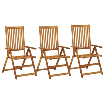 Set de 3 scaune de gradina, vidaXL, Lemn de acacia, 110 x 57 x 71 cm, Maro Set de 3 scaune de gradina, vidaXL, Lemn de acacia, 110 x 57 x 71 cm, Maro