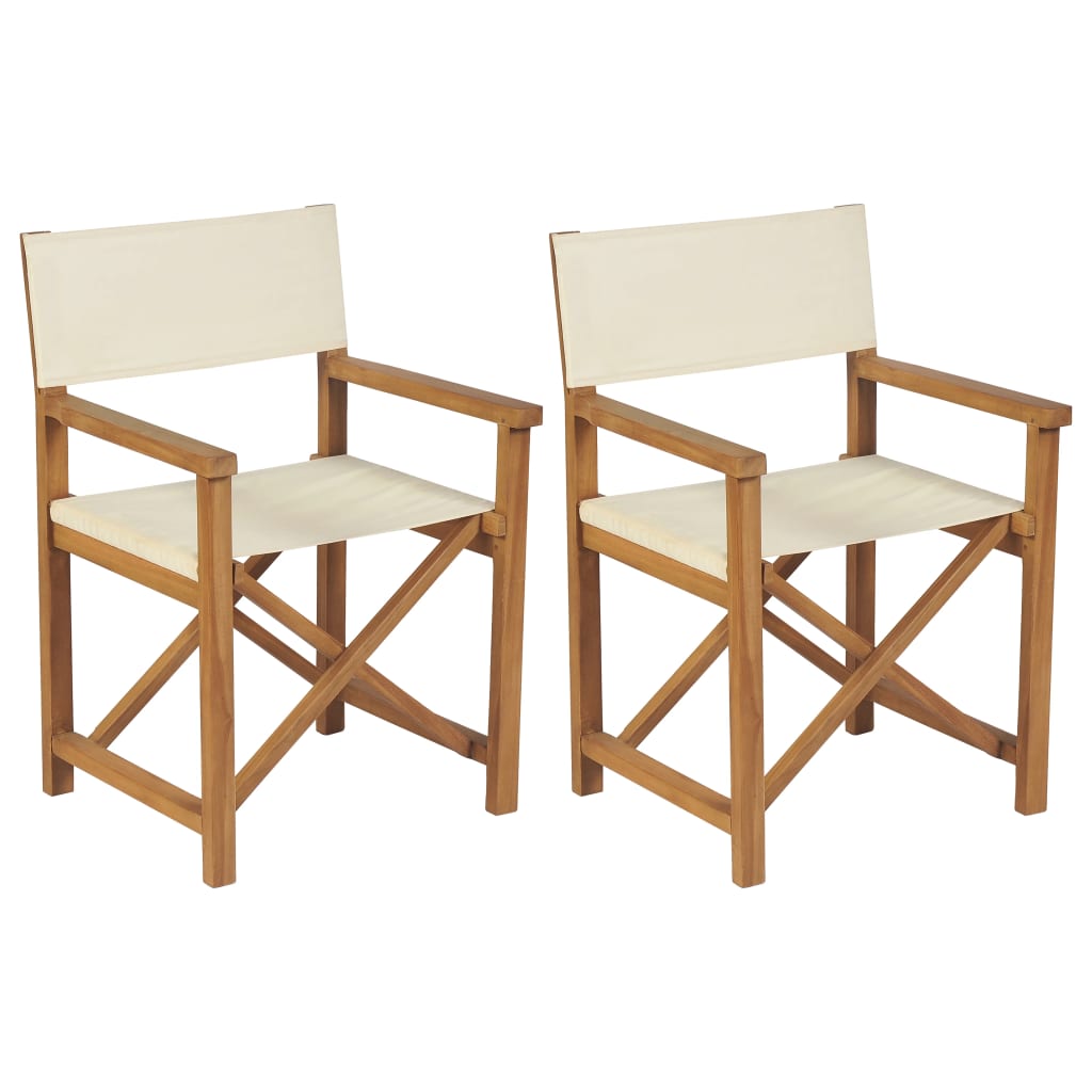 Set de 2 scaune de regizor pliabile, vidaXL, Lemn de tec, 58 x 53 x 85 cm, Maro