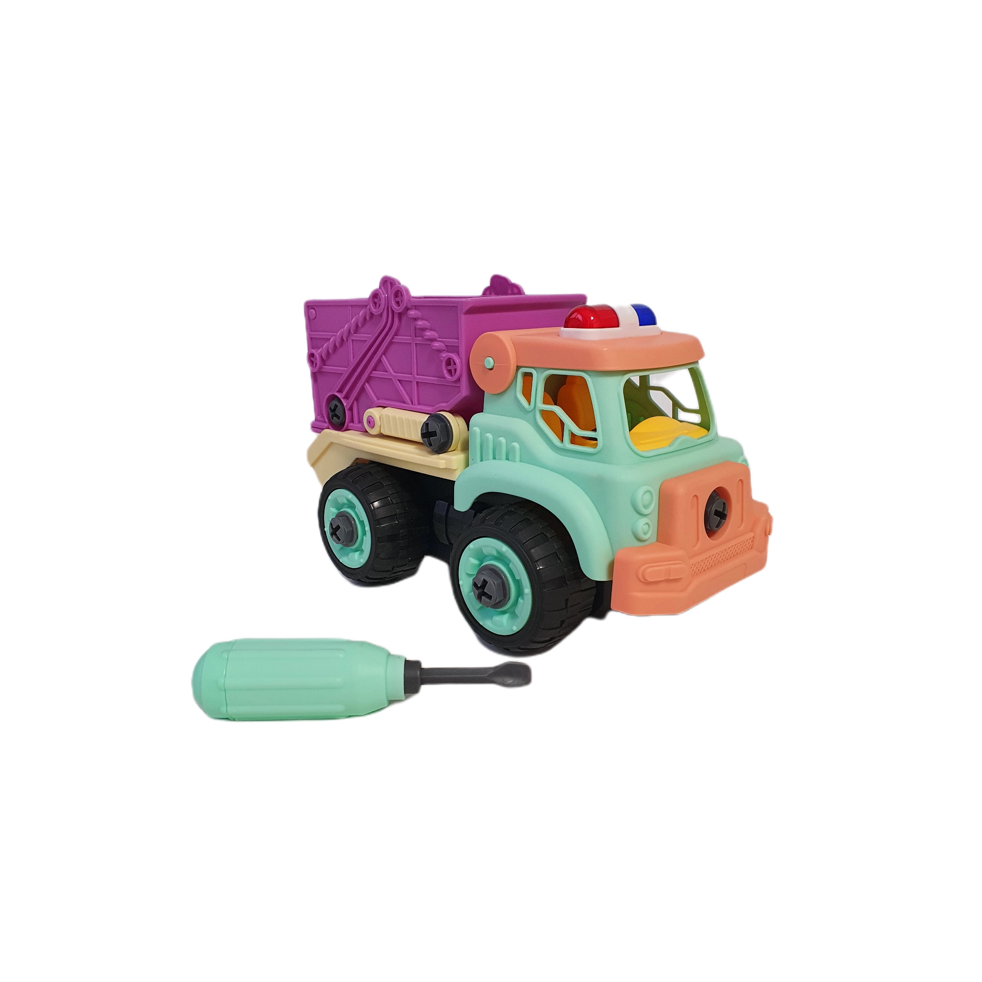 Masinuta demontabila, cu surubelnita, model Basculanta, Puzzle Disassembly Car