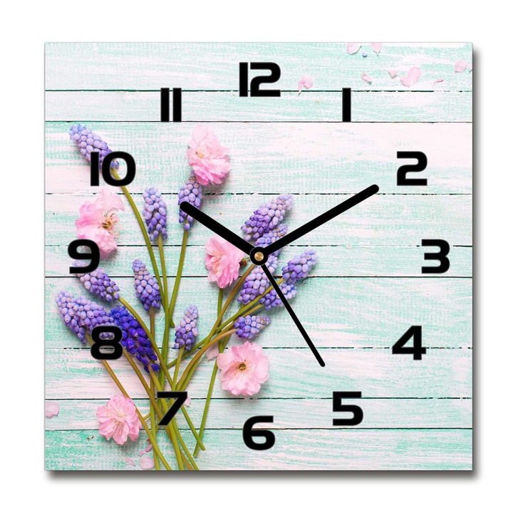 Dekoratív falióra, Lavender fa, Lila, 30 cm x 30 cm