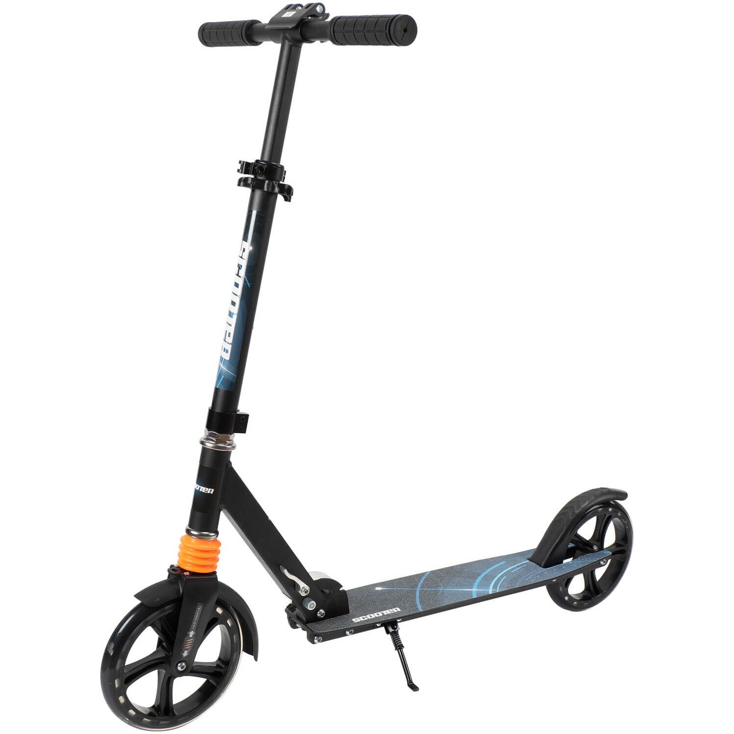 Trotineta Action One CityGlide 1XL, cu amortizor, 200 mm, Negru, pentru copii