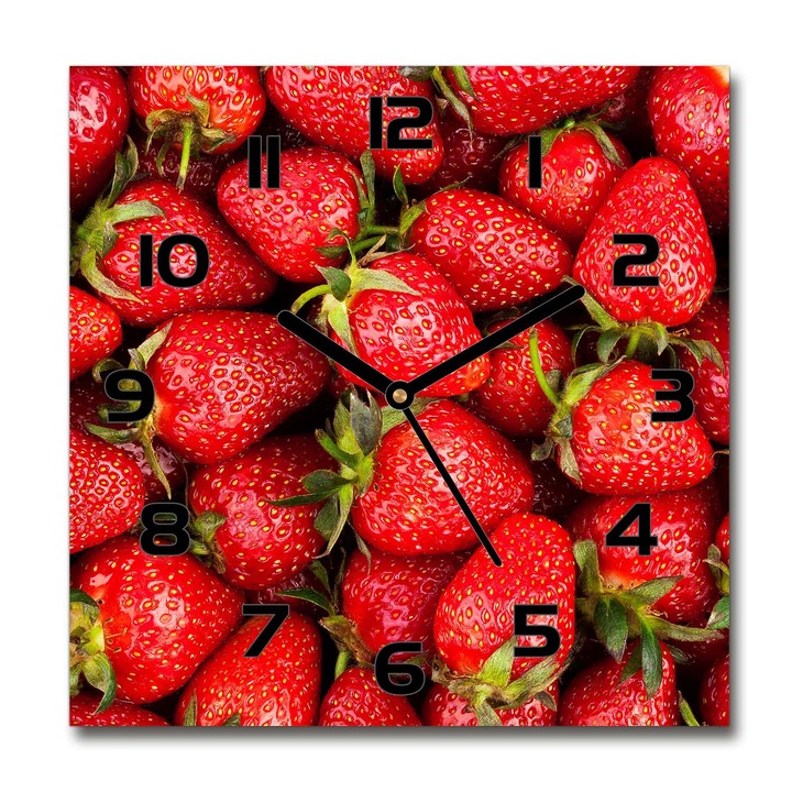 Dekor órá, Tulup, falióra, eper, 30x30 cm Piros