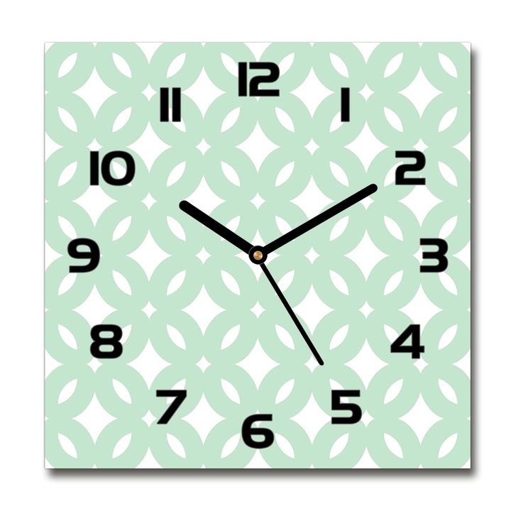 Dekor órá, Tulup, falióra, geometriai háttér, 30x30 cm Zöld