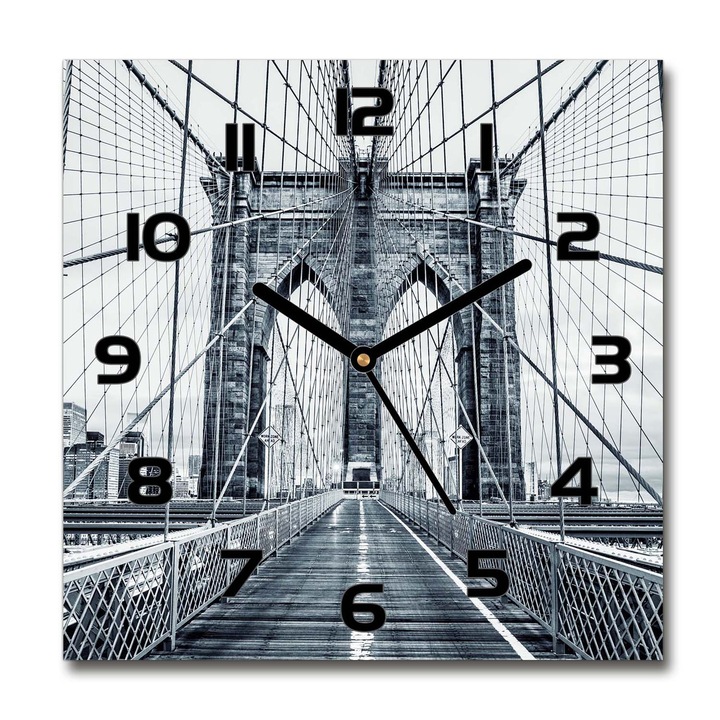 Dekor órá, Tulup Brooklyn híd, 30x30 cm Fekete