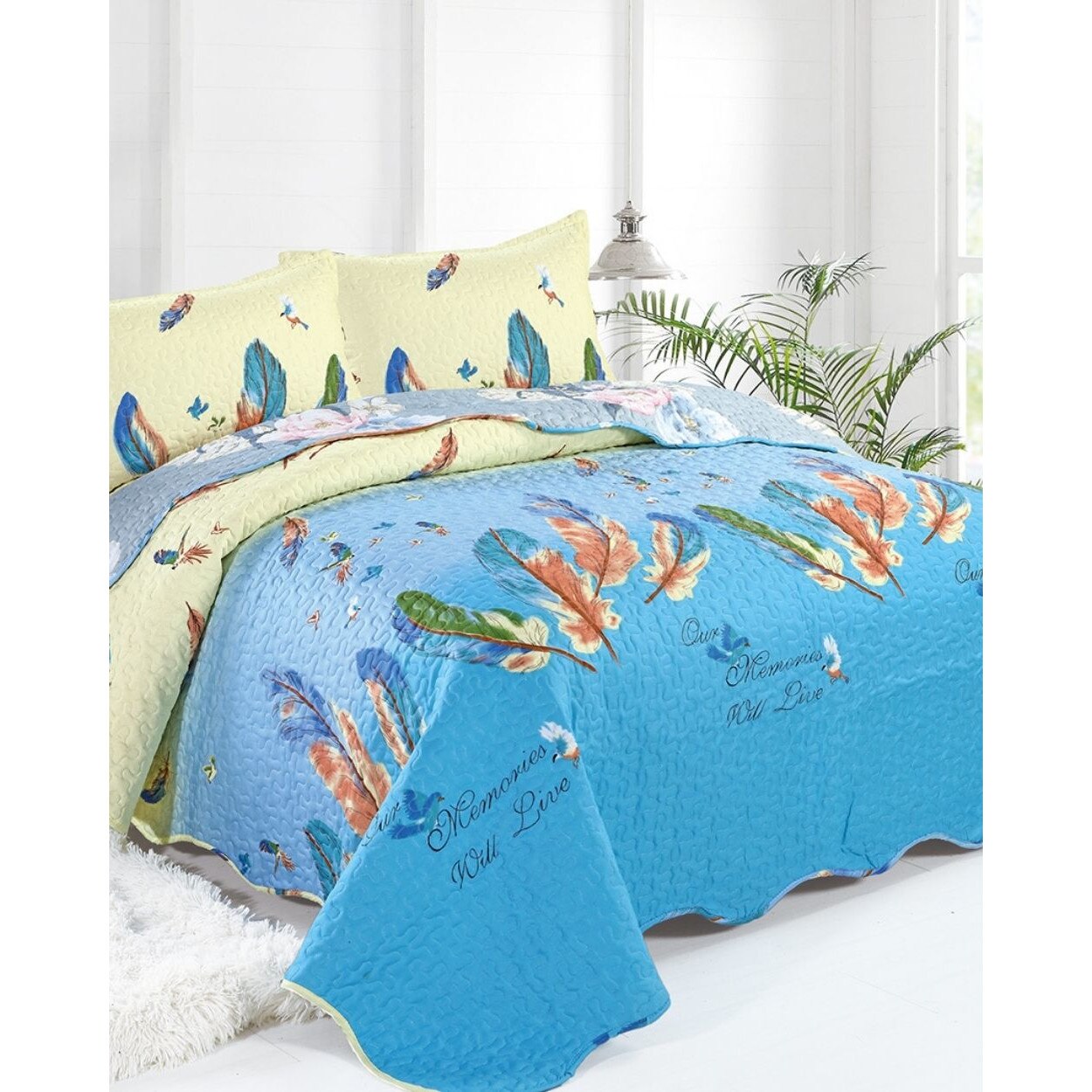 Cuvertura de Pat cu 2 Fete, 3 Piese, Bumbac Satinat, C01-18