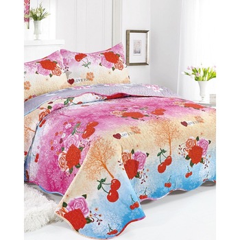 Cuvertura de Pat cu 2 Fete, 3 Piese, Bumbac Satinat, C01-16 Cuvertura de Pat cu 2 Fete, 3 Piese, Bumbac Satinat, C01-16