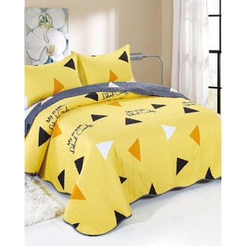 Cuvertura de Pat cu 2 Fete, 3 Piese, Bumbac Satinat, C01-24 Cuvertura de Pat cu 2 Fete, 3 Piese, Bumbac Satinat, C01-24