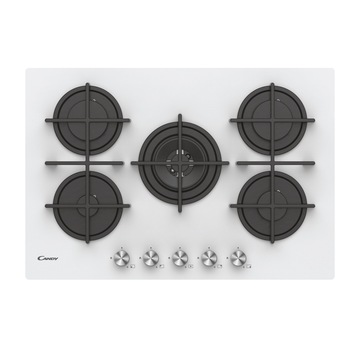 Plita incorporabila pe gaz Candy, CVG74WPW, 5 zone de gatit, 95 cm, alb