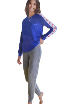 Pijama din bumbac Lotto LP3026, Albastru/Gri melanj, Albastru/Gri melange, M Pijama din bumbac Lotto LP3026, Albastru/Gri melanj, Albastru/Gri melange, M
