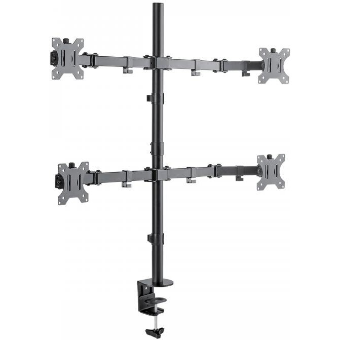 Suport birou 4 Monitoare Sbox LCD-352/4, 13“ - 32“, Negru