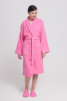 Sofiaman, Halat de baie de bumbac, cu model uni, Roz Sofiaman, Halat de baie de bumbac, cu model uni, Roz