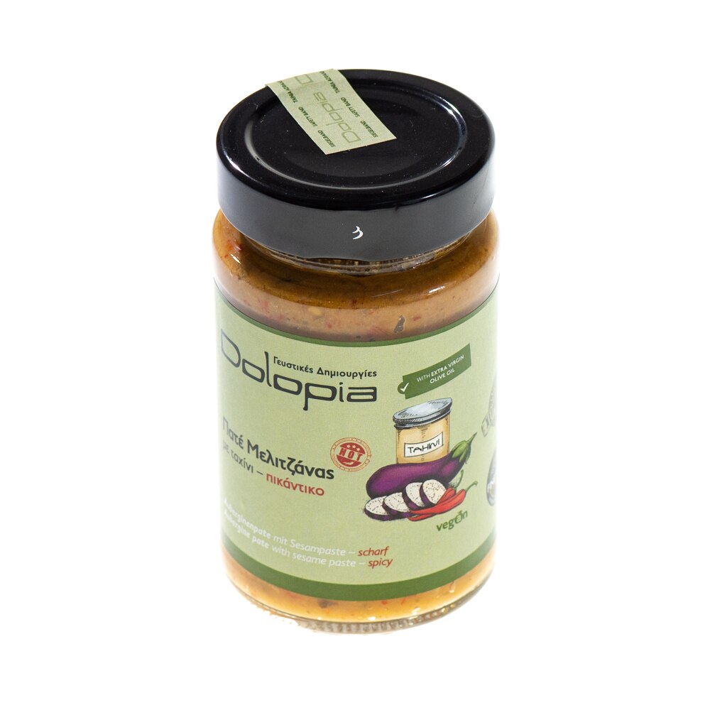 Salata de vinete cu susan si chili, Dolopia, aperitiv plin de arome, vegan, 225 g