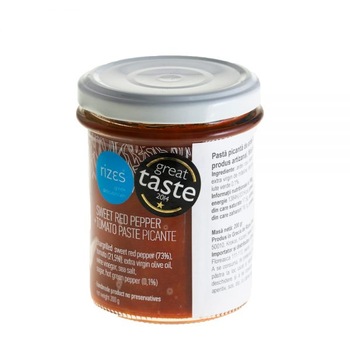 Pasta picanta de ardei si rosii, Rizes, Premiat Great Taste, produs artizanal grecesc, fara conservanti sau aditivi alimentari, 200 g Pasta picanta de ardei si rosii, Rizes, Premiat Great Taste, produs artizanal grecesc, fara conservanti sau aditivi alimentari, 200 g
