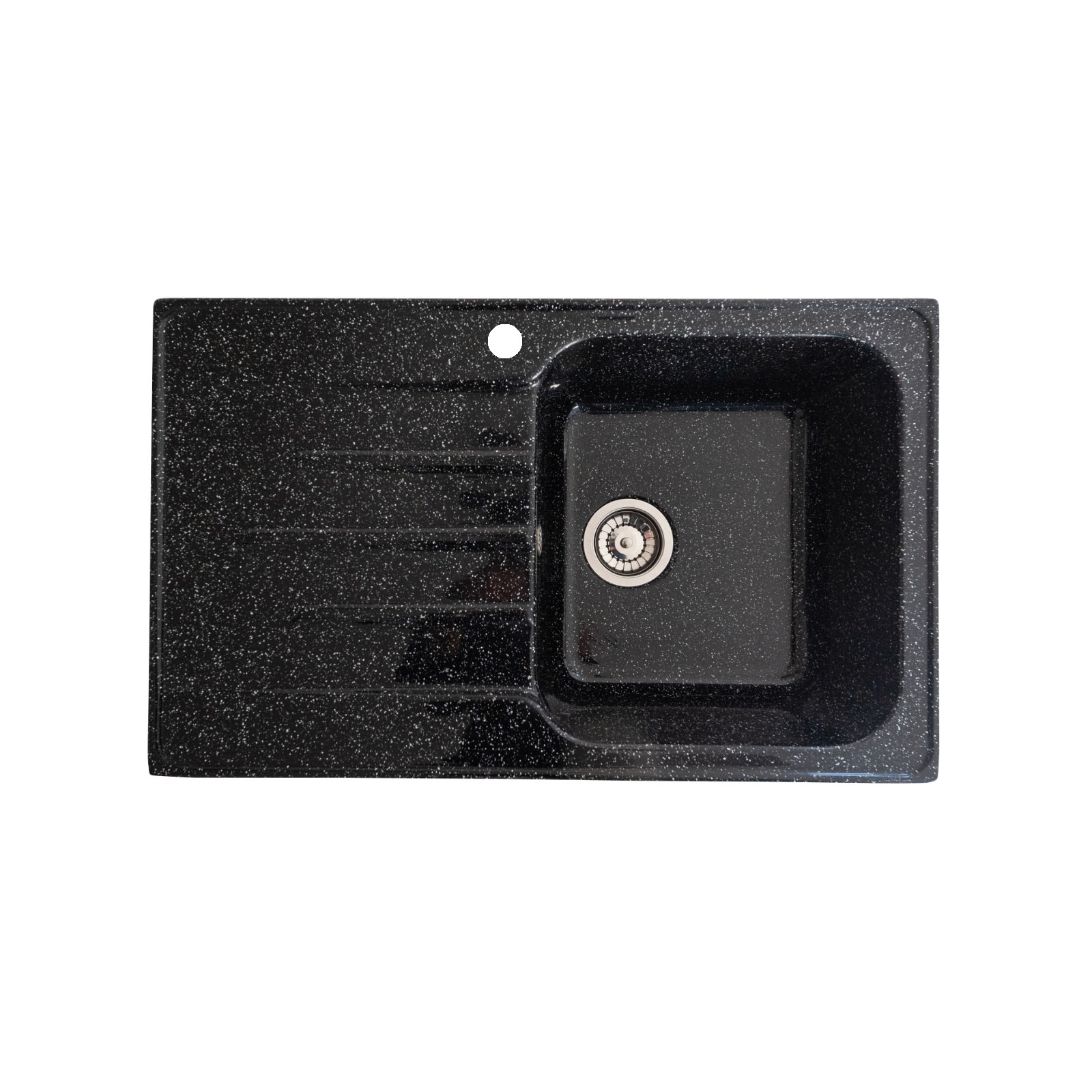 Chiuveta compozit Resing, 80 x 50 cm, cuva dreapta, adancime 20 cm, incastrabila, negru granitat