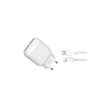 Incarcator Retea cu Cablu de date Lygtning XO-L78, 12W,, 2,4 A, 2 X USB, Alb, Blister Incarcator Retea cu Cablu de date Lygtning XO-L78, 12W,, 2,4 A, 2 X USB, Alb, Blister