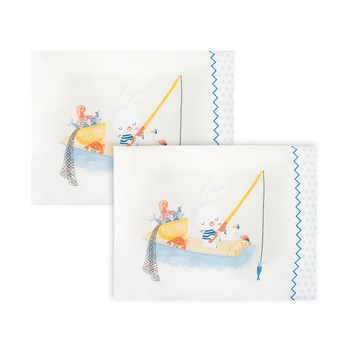 Set 2 fete de perna din bumbac 35 x 45 cm KikkaBoo The Fish Panda Set 2 fete de perna din bumbac 35 x 45 cm KikkaBoo The Fish Panda