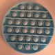 Jucarie senzoriala originala Undercover din silicon Push Pop Bubble cu alfabet 26 litere, forma rotunda, albastra