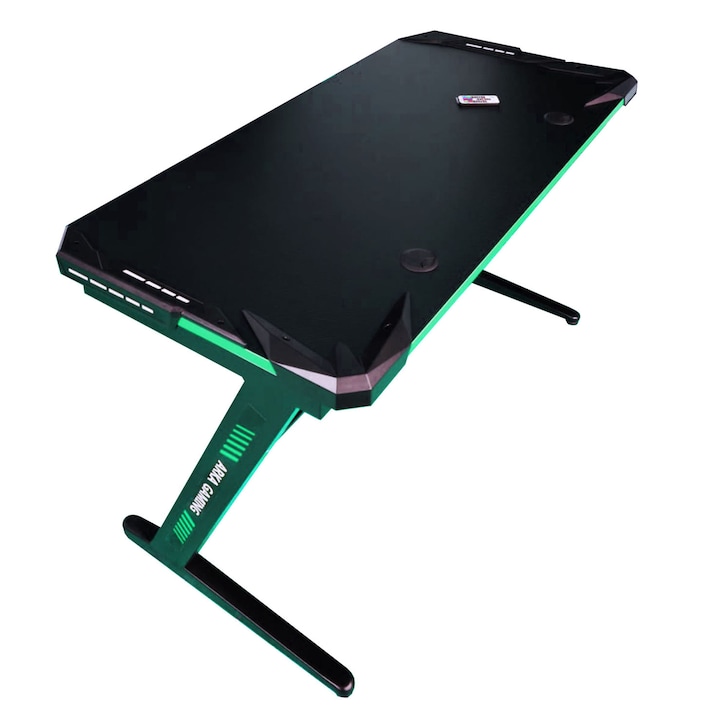 Arka Gaming Z6 íróasztal, led lámpák, 120 x 60 cm, 1,5 mm-es acélszerkezet, fekete / zöld