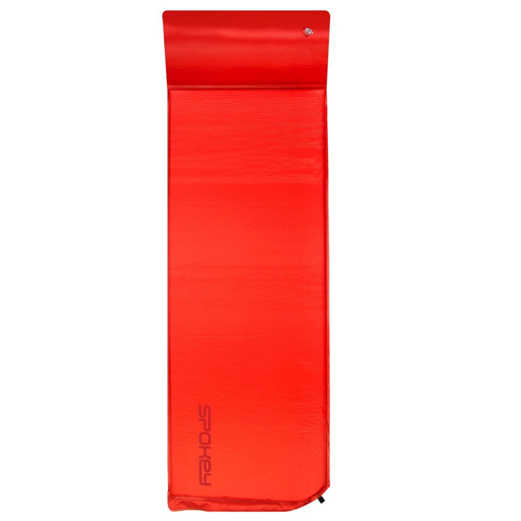 Saltea autogonflabila cu perna, Spokey, 186 x 50 x 2.5 cm, Rosu, Savory Pillow