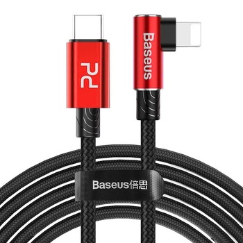 Cablu de date/incarcare Baseus, MVP Elbow, Lightning/USB Type-C, 2M 18W, Rosu Cablu de date/incarcare Baseus, MVP Elbow, Lightning/USB Type-C, 2M 18W, Rosu