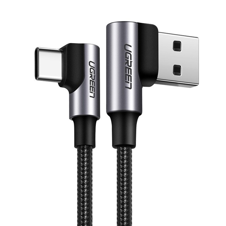 Cablu de date Ugreen, USB to USB-C, 3 A, 0.5 m, Gri