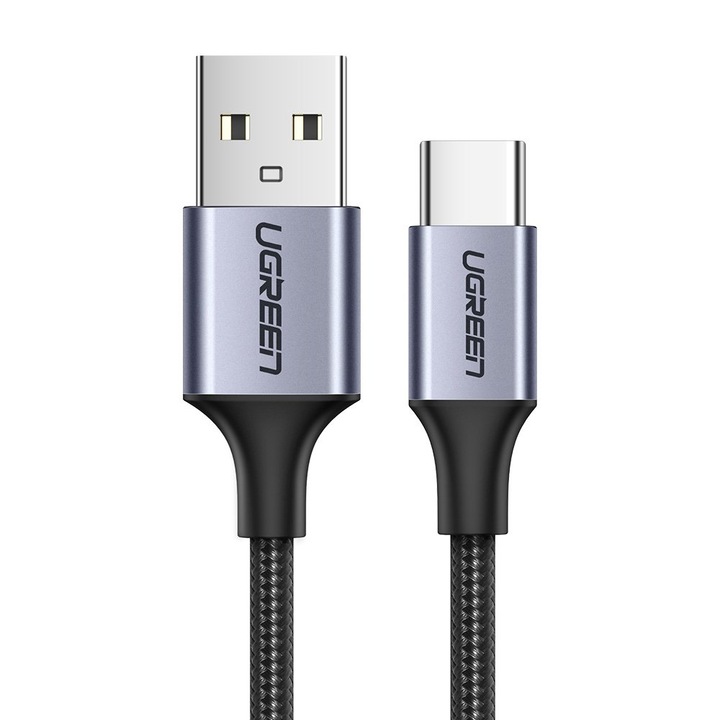 Кабел Ugreen, USB към USB-C, Quick Charge 3.0, 3A, 0.5m, сив
