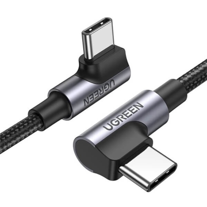 Кабел Ugreen, Elbow USB-C към USB-C, Quick Charge Power Delivery, 100W, 5A, 2m, черен