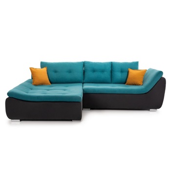 Coltar Extensibil LORENZO, cu lada de depozitare, variante stanga/dreapta 280x180x70 cm, Turcoaz, Stanga Coltar Extensibil LORENZO, cu lada de depozitare, variante stanga/dreapta 280x180x70 cm, Turcoaz, Stanga