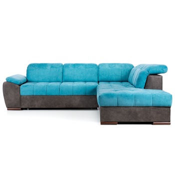 Coltar Extensibil pe dreapta ENZO, cu tetiere 265x230x80 cm - Turcoaz Coltar Extensibil pe dreapta ENZO, cu tetiere 265x230x80 cm - Turcoaz