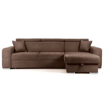 Coltar Extensibil BELLAGIO, sezlong interschimbabil, cu lada de depozitare, cu tetiere, 280x170x100 cm - Maro Coltar Extensibil BELLAGIO, sezlong interschimbabil, cu lada de depozitare, cu tetiere, 280x170x100 cm - Maro