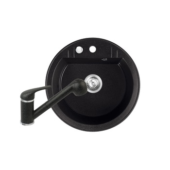 Set Chiuveta bucatarie Ferro Mezzo II 1 Cuva Rotunda 51 cm GRAFIT si Baterie Ferro FREYA stativa bucatarie cu dus extractibil BFR8B Set Chiuveta bucatarie Ferro Mezzo II 1 Cuva Rotunda 51 cm GRAFIT si Baterie Ferro FREYA stativa bucatarie cu dus extractibil BFR8B