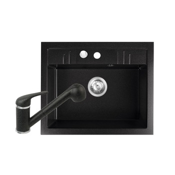 Set Chiuveta Ferro Mezzo II 1 Cuva 580 x 480 mm GRAFIT si Baterie Ferro FREYA stativa bucatarie cu dus extractibil BFR8B Set Chiuveta Ferro Mezzo II 1 Cuva 580 x 480 mm GRAFIT si Baterie Ferro FREYA stativa bucatarie cu dus extractibil BFR8B