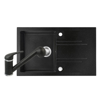 Set Chiuveta bucatarie Ferro Mezzo II 1 Cuva cu Picurator 78x48 cm GRAFIT si Baterie Ferro FREYA stativa bucatarie cu dus extractibil BFR8B Set Chiuveta bucatarie Ferro Mezzo II 1 Cuva cu Picurator 78x48 cm GRAFIT si Baterie Ferro FREYA stativa bucatarie cu dus extractibil BFR8B