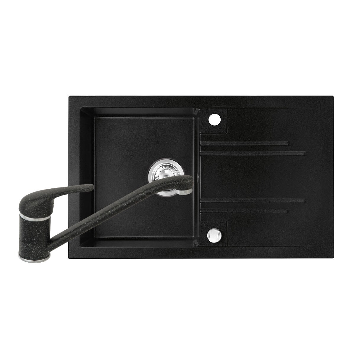 Set Chiuveta bucatarie Ferro Mezzo II 1 Cuva Picurator 78x48 cm GRAFIT si Baterie Ferro FREYA stativa bucatarie BRF4B