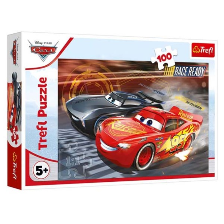 Puzzle pentru copii, Trefl, Cars 2, 100 piese, 41 x 27.5 cm, 5+ ani, Multicolor