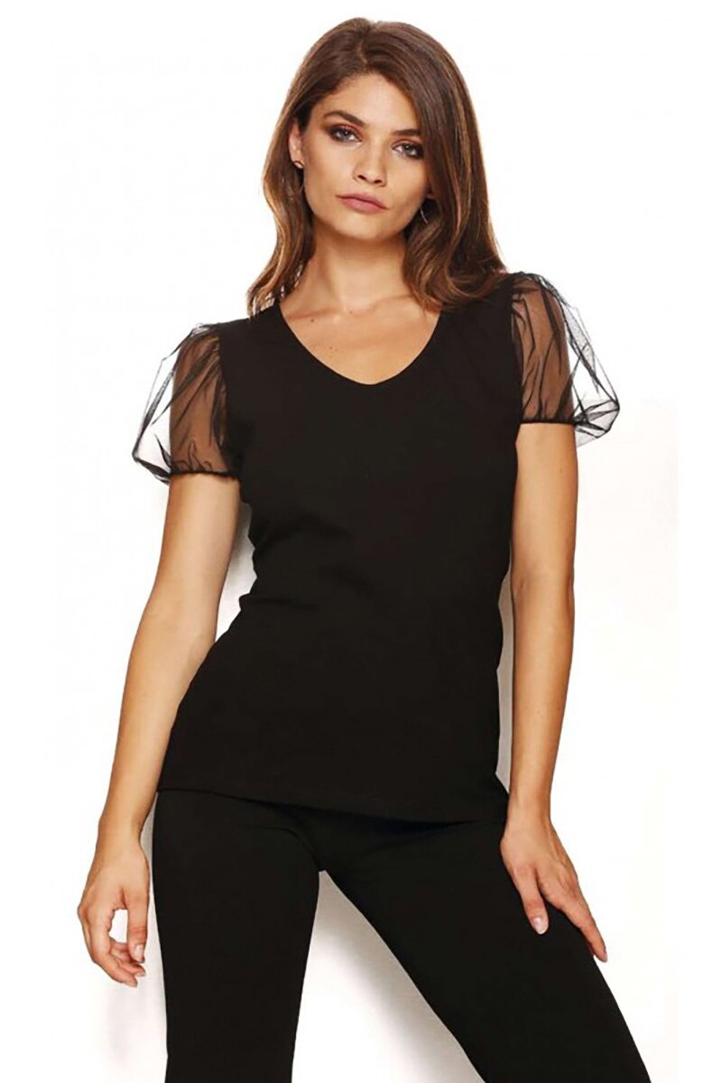 Bluza de dama ROSSOPORPORA ED294, Bumbac, Negru, Negru mat, L