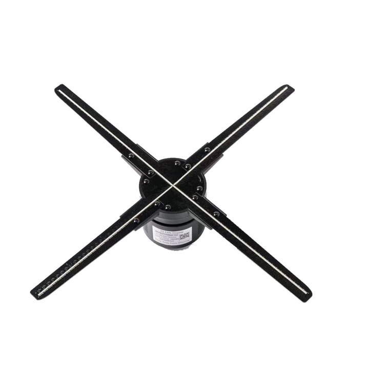 Sistem afisare holograma 3D cu leduri, 65 cm, tip ventilator 4x, negru