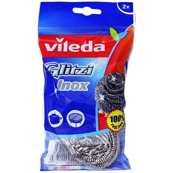 Burete vase inox spiralat Glitzi 2 buc/set Vileda Burete vase inox spiralat Glitzi 2 buc/set Vileda