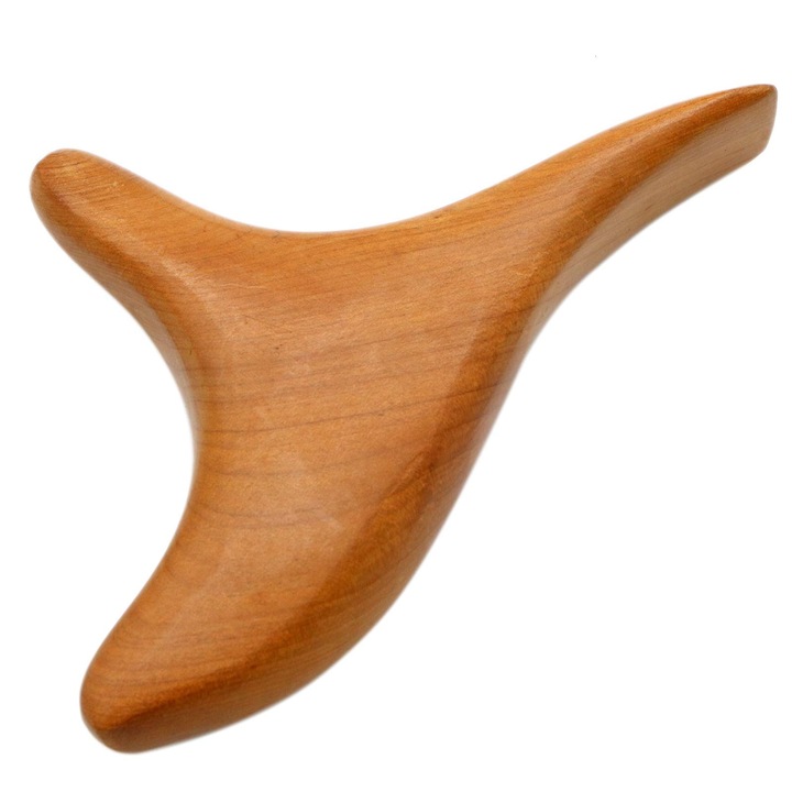 Dispozitiv, multifunctional, pentru masaj, din lemn de santal, in forma de triunghi