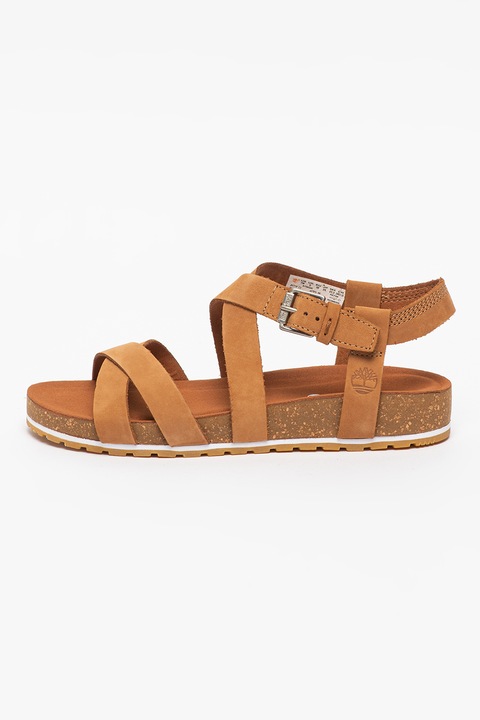 Timberland, Sandale de piele nabuc Malibu, Maro 48465, Maro